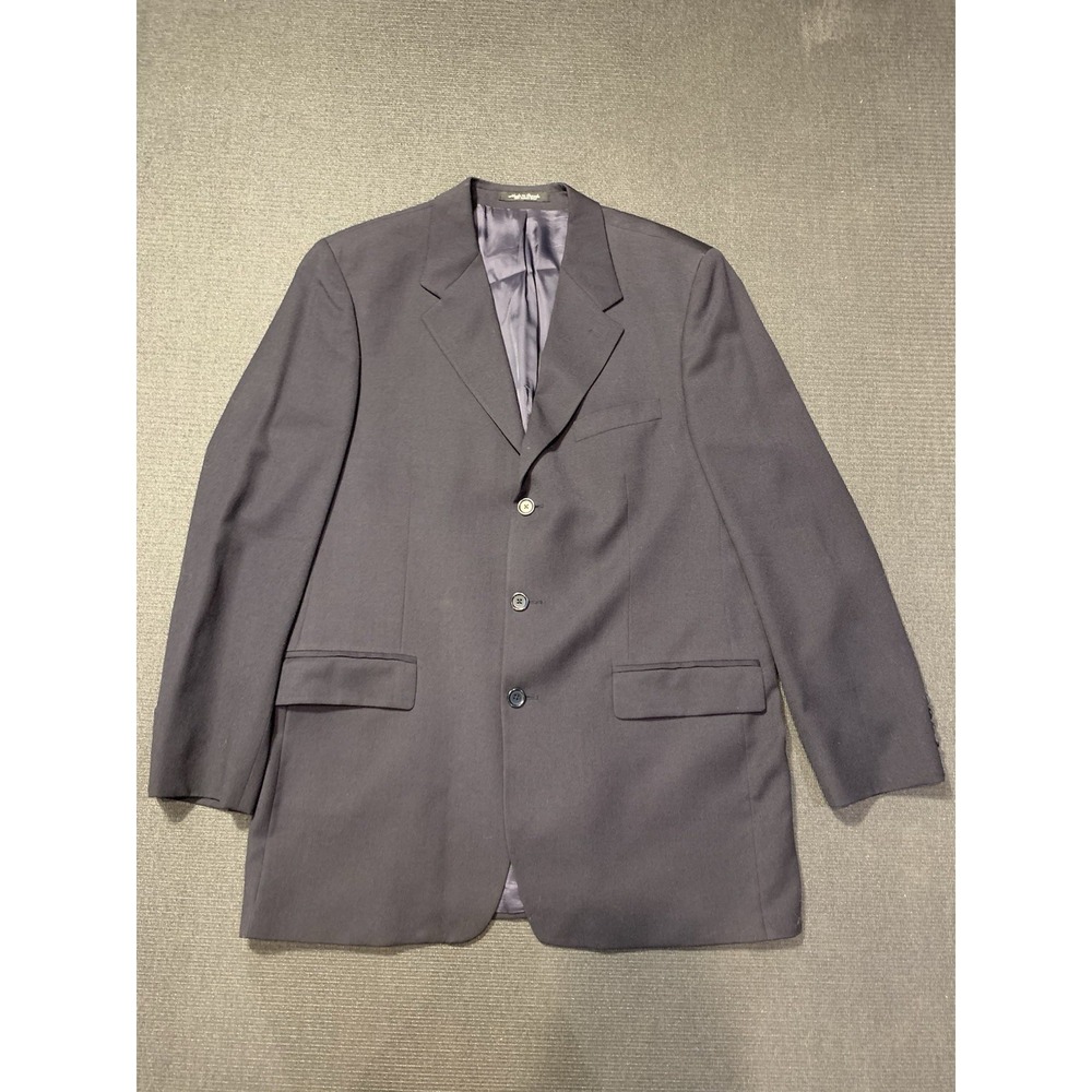 Ralph Lauren Navy Blazer 42 Tall 100% Wool 3 Button Made in Canada